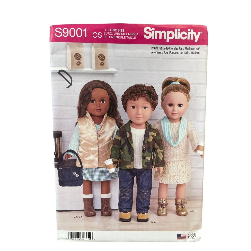 Simplicity S9001 18in Doll Clothes Unisex One Size Sewing Pattern